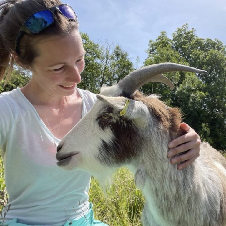 Natalie and her pet goat Chester